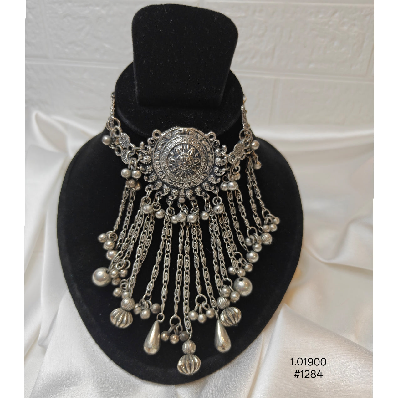 Oxidized Silver Plated Ghungroo Beaded Choker Set