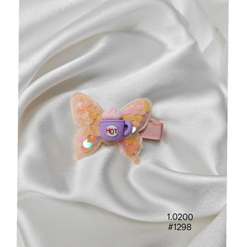 Peach Sequined Butterfly Alligator Hair Clip