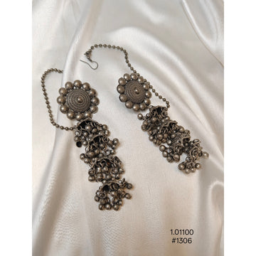 Oxidized Silver Multi-Tiered Jhumka Earrings