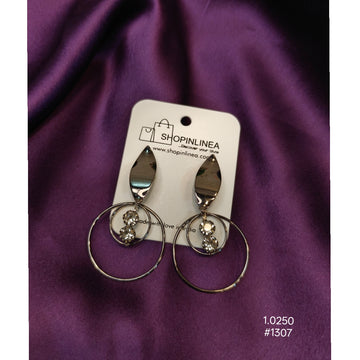 Silver Hoop Drop Earrings
