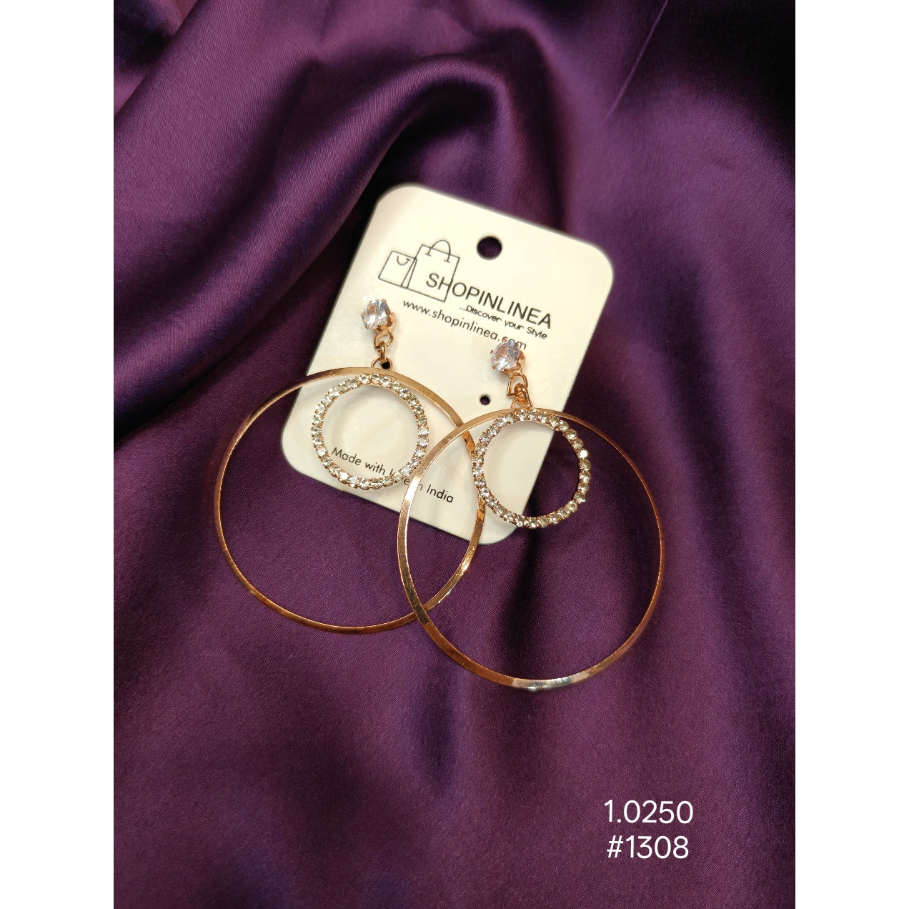 Gold Crystal Hoop Drop Earrings
