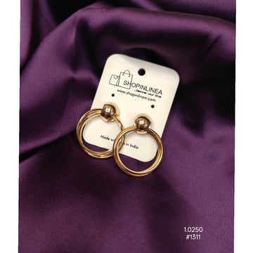 Gold-Plated Double Concentric Hoop Stud Earrings