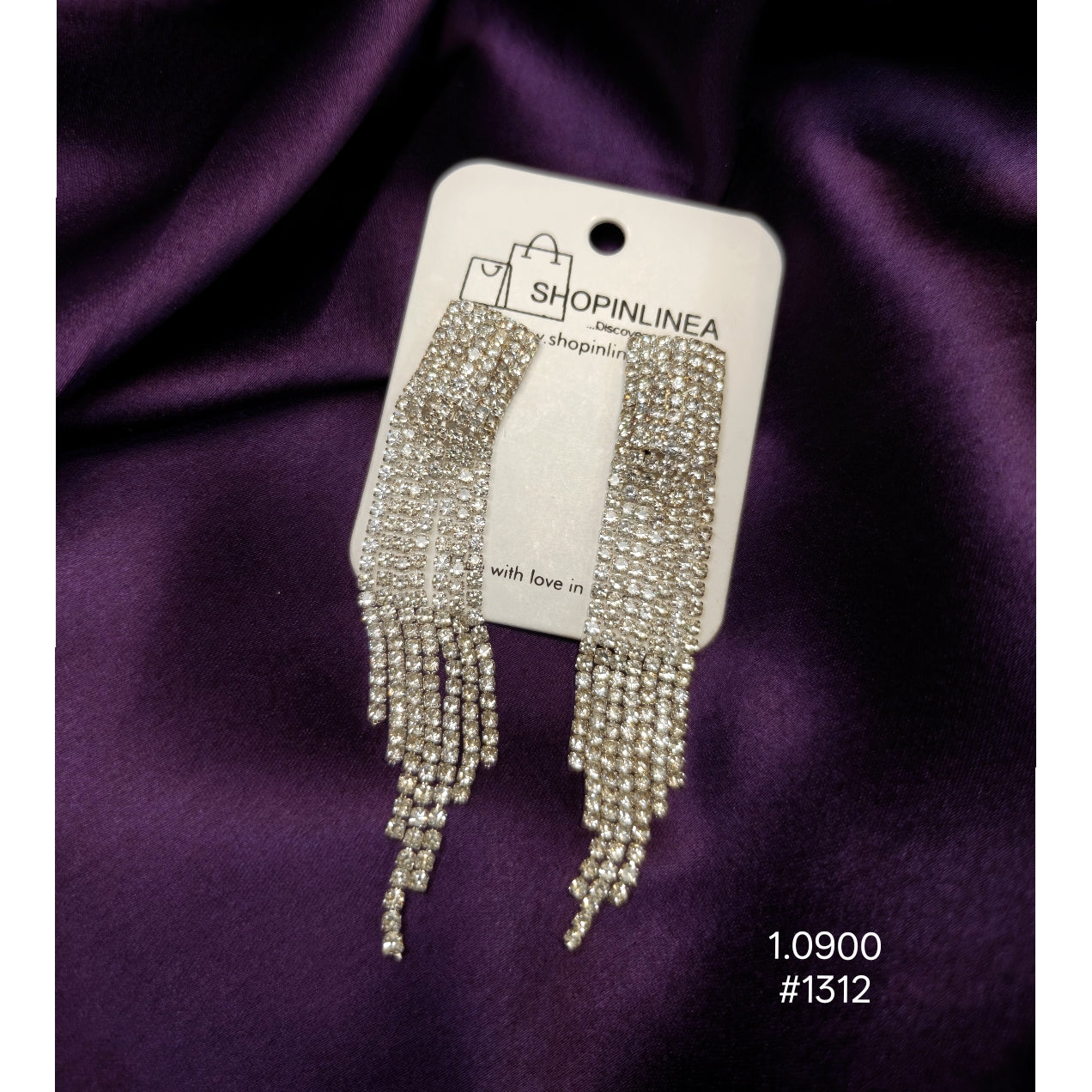 Silver-Toned Rhinestone Fringe Tassel Earrings