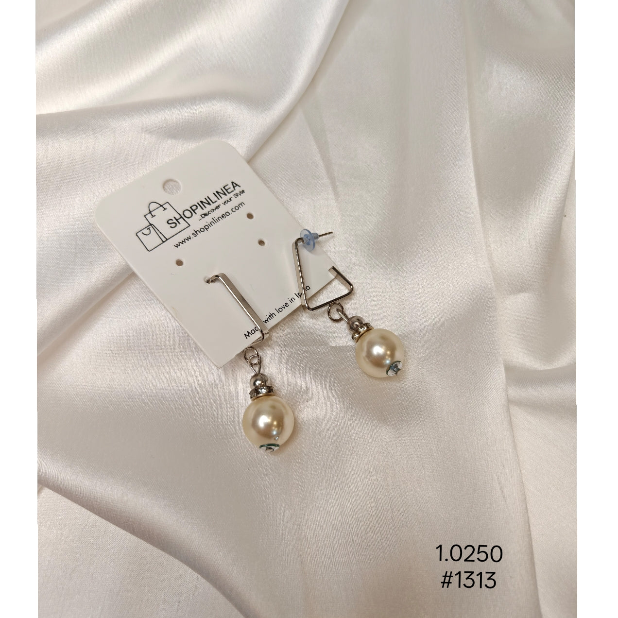 Silver-Toned Pearl Drop Earrings