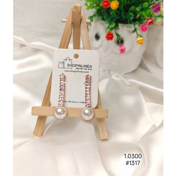 Rose Gold Pearl Drop Earrings