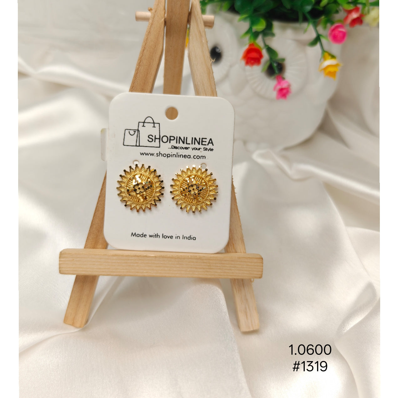 Gold-Plated Sunburst Stud Earrings