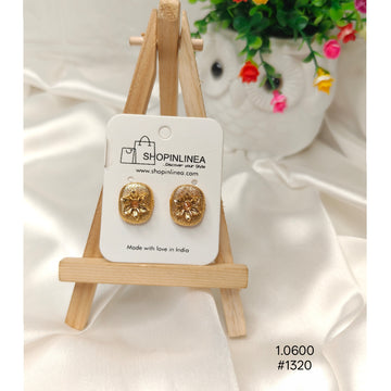 Gold-Toned Oval Stud Earrings