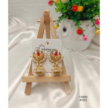 Gold-Plated Crescent Moon Jhumka