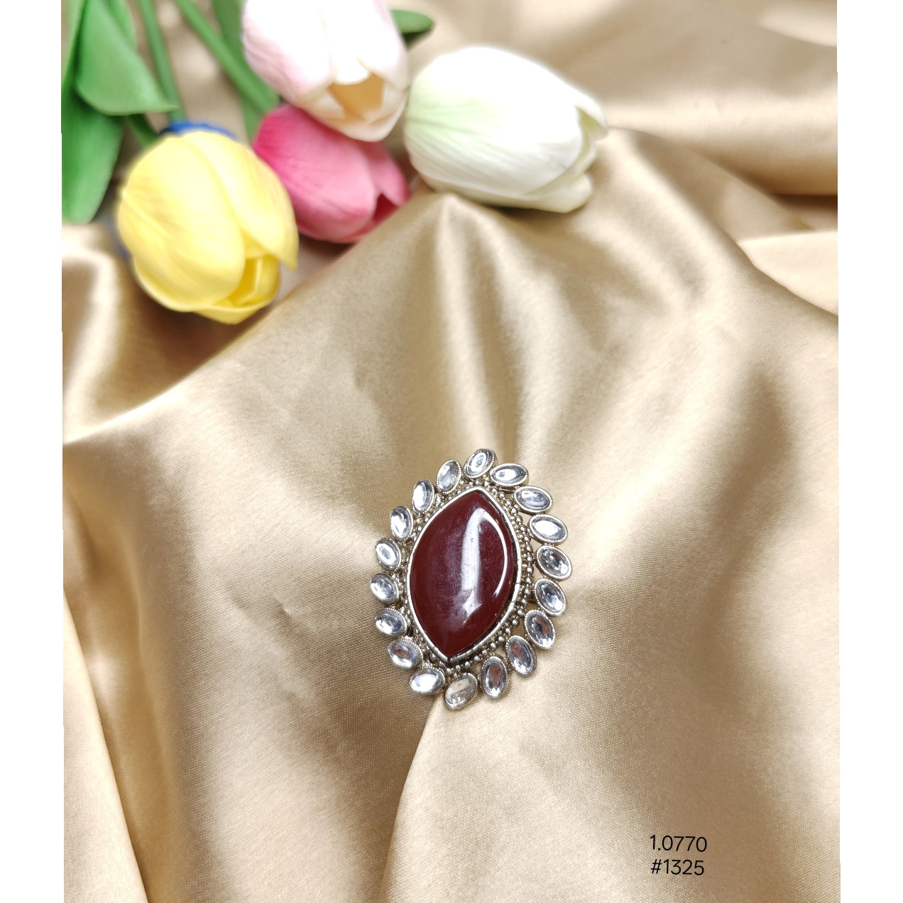 Maroon Stone Cocktail Ring