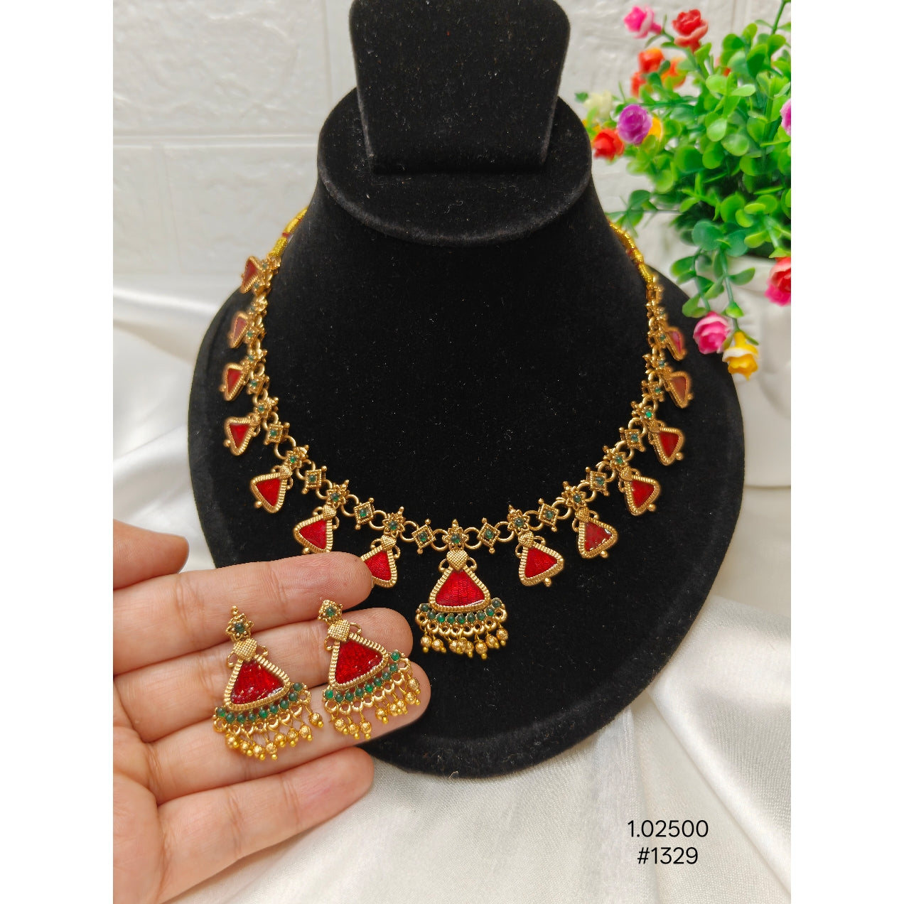 Gold-Plated Palakka Necklace Set