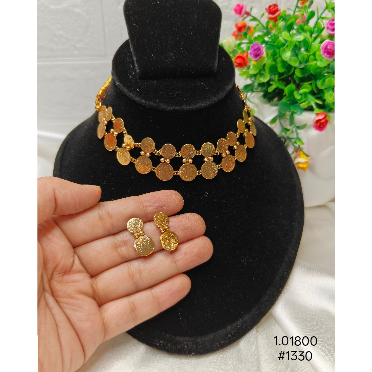 Double Layered Kasu Mala Necklace Set