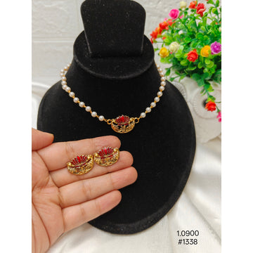 Gold Plated Lotus Pearl Necklace Set