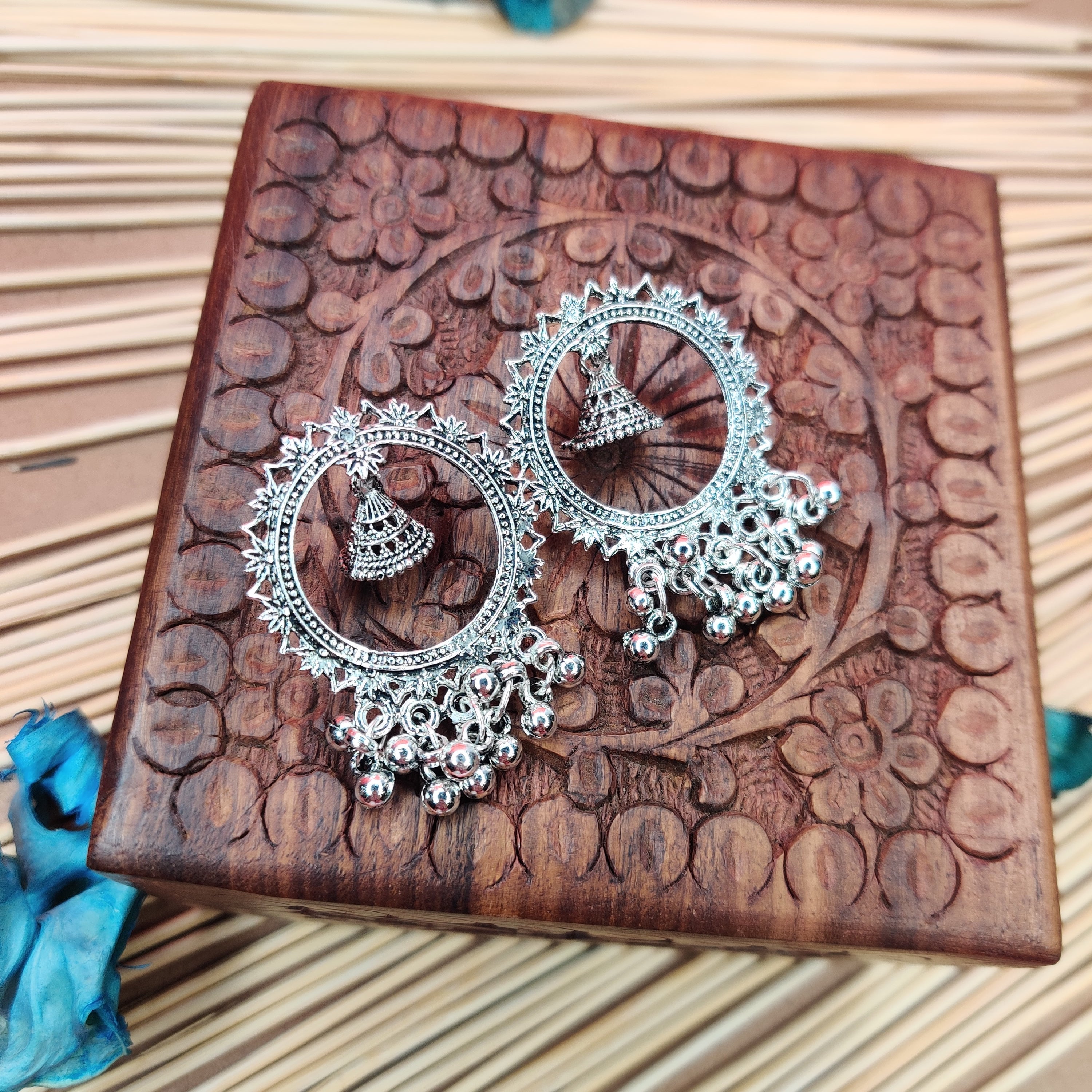 Silver Jhumki Earrings