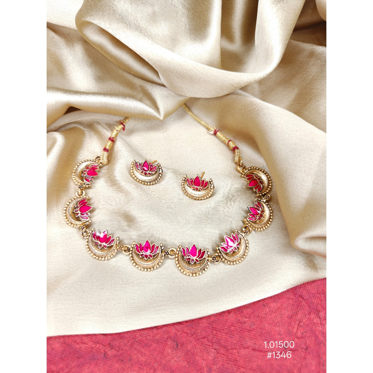 Fancy Pink Lotus Necklace Set