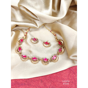 Fancy Pink Lotus Necklace Set
