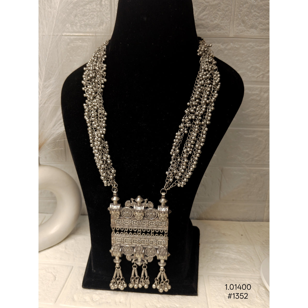 Oxidized  Peacock Long Necklace