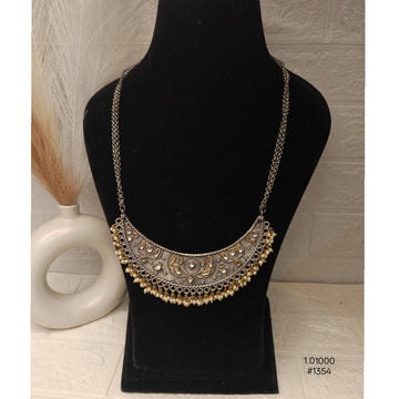 Oxidized Silver Crescent Necklace