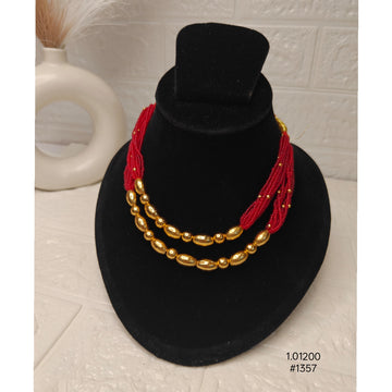 Layered Conical Red Bead Necklace