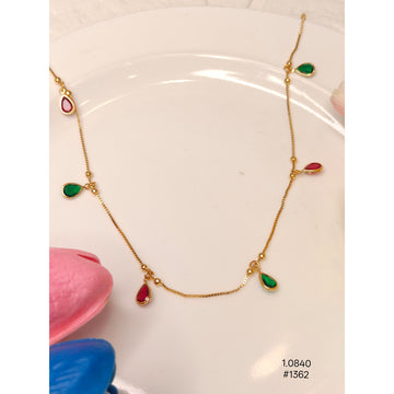 Gold-Toned Red and Green  Teardrop  Chain and Pendant