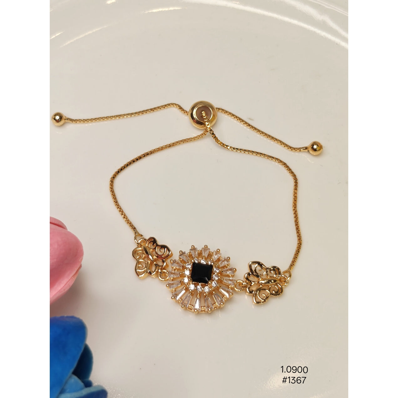 Gold Plated Floral Bolo Bracelet