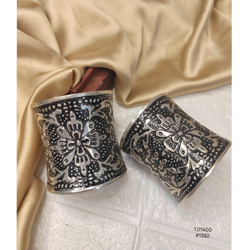 Oxidized Dual-Tone Silver Cuff Bracelet