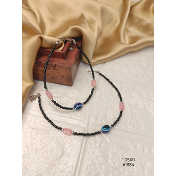 Pink Stone Evil Eye Anklet Set