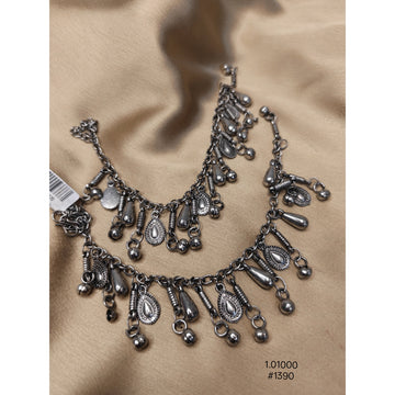 Panash Oxidized Silver-Plated Anklet Set