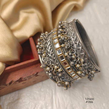Afghani-Style Oxidised Silver Cuff Bracelet
