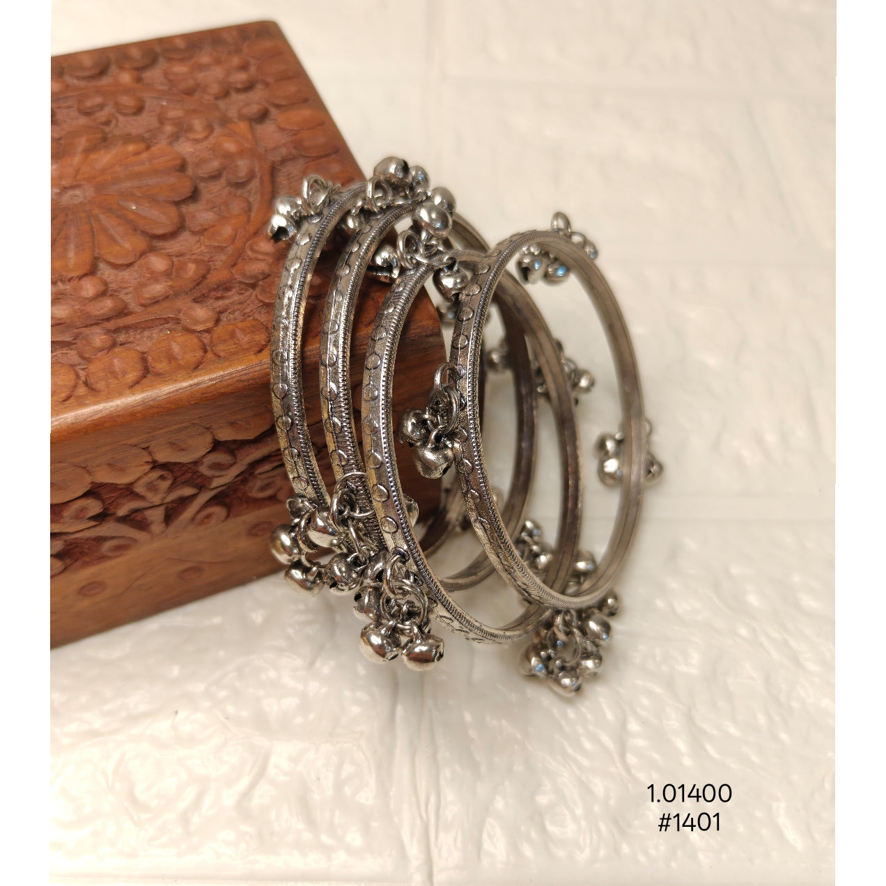 Oxidized Silver-Plated Ghungroo Bangles