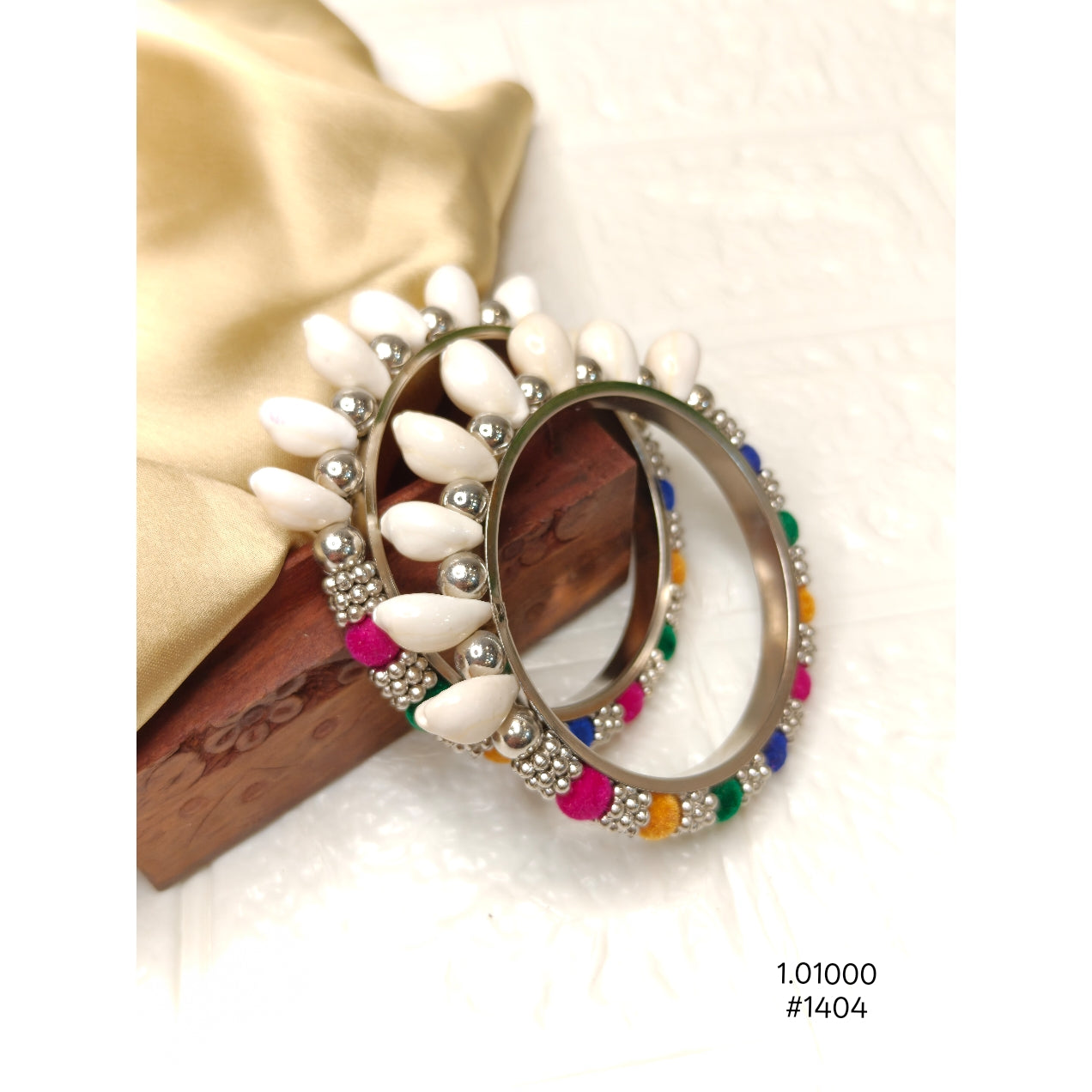 Multi-Colored Thread Pom-Poms Bangles