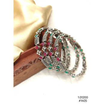 Oxidized Silver-Plated Ethnic Bangles