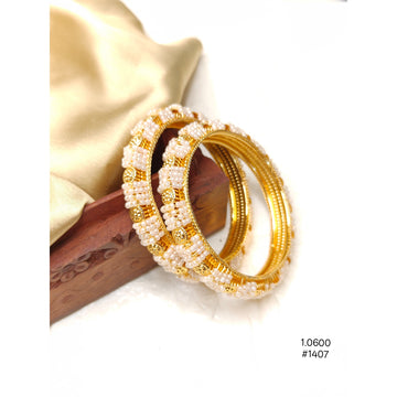Elegant Gold Plated White Moti Work Kangan