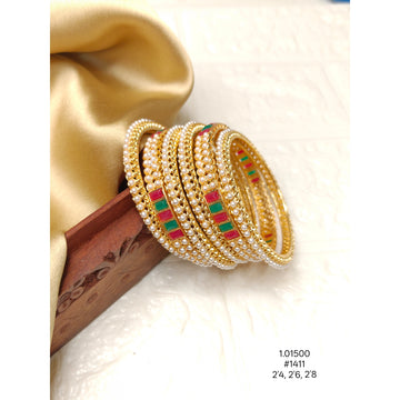 Gold-Plated Ethnic Pearl Bangles