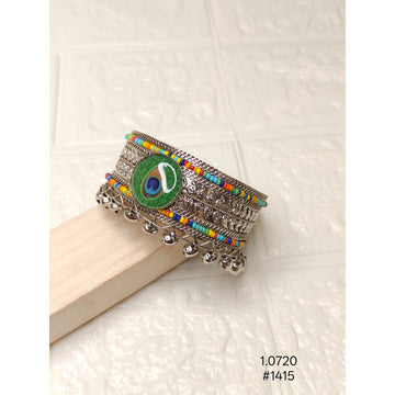 Silver Tone peacock  cuff bracelet