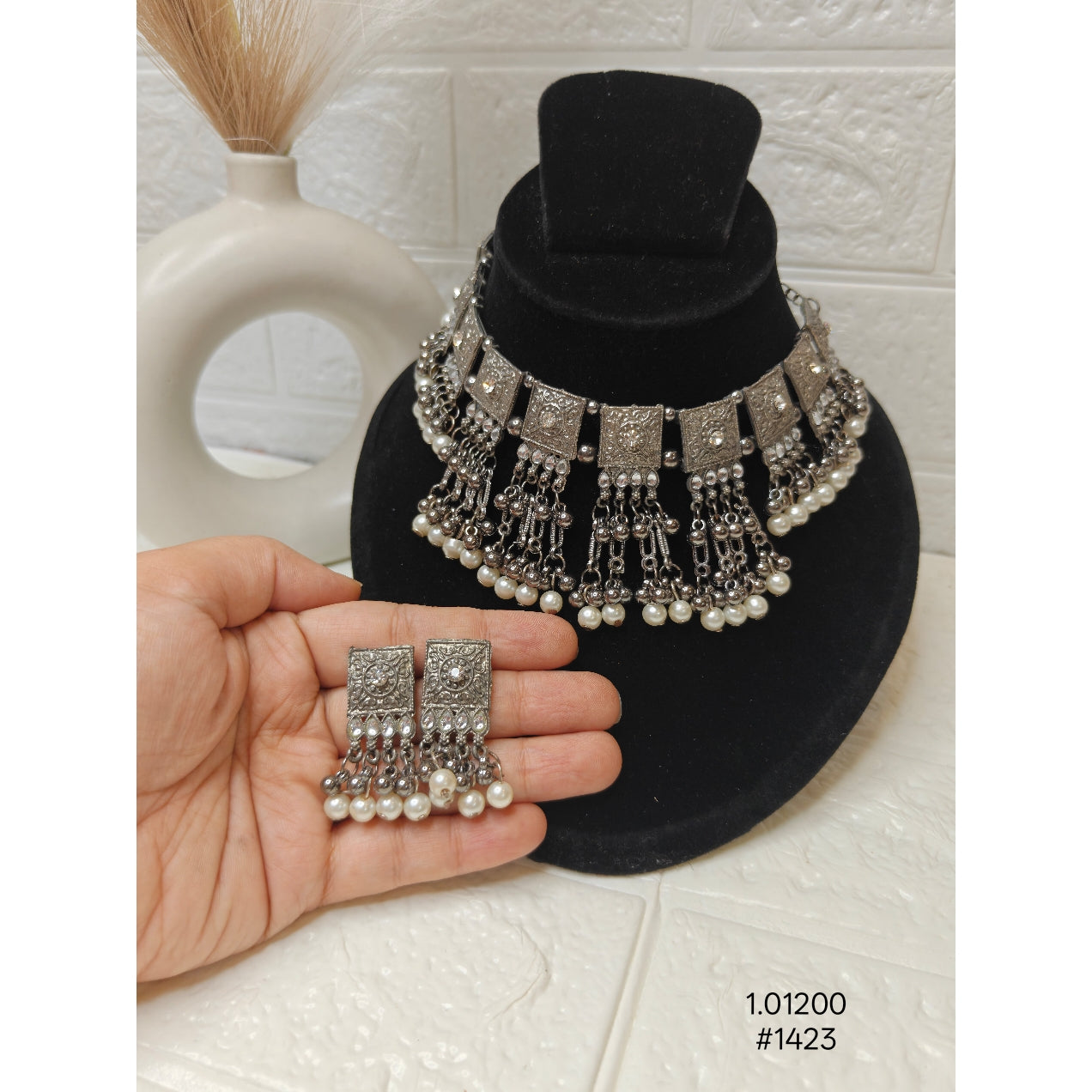 Oxidized Silver Necklace Set