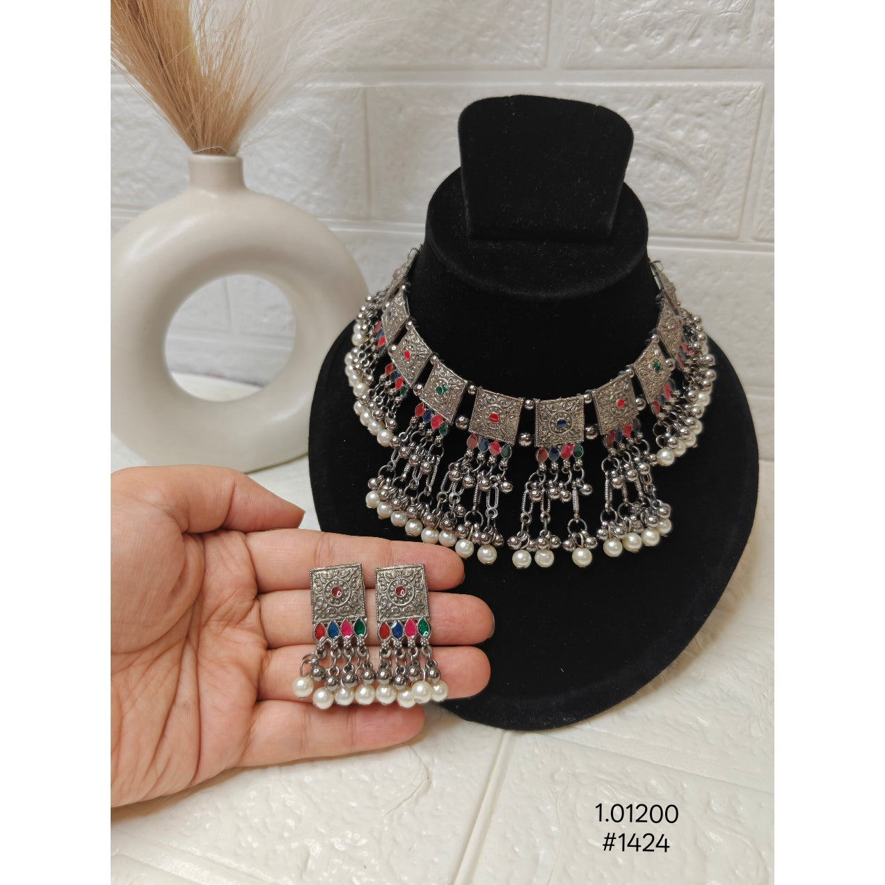 Oxidized Silver Necklace Set