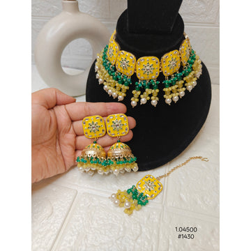 Vibrant Yellow Meenakari Choker Set