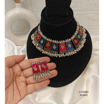 Multicoloured Meenakari Silver Necklace Set