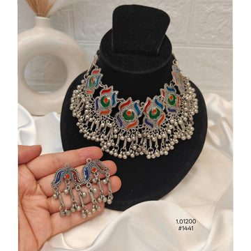 Afghani-Style Traditional Oxidized Silver Necklace Set