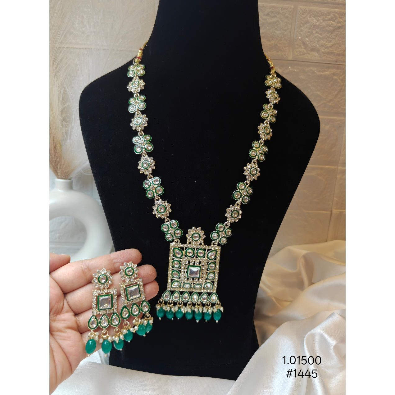 Long Polki Necklace Set