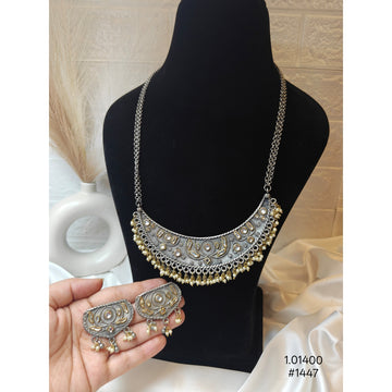 Oxidized Silver Tone Necklace Set