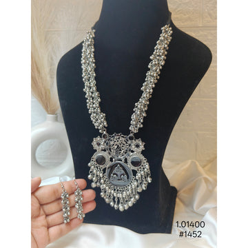 Silver Oxidized Long Pendant Necklace