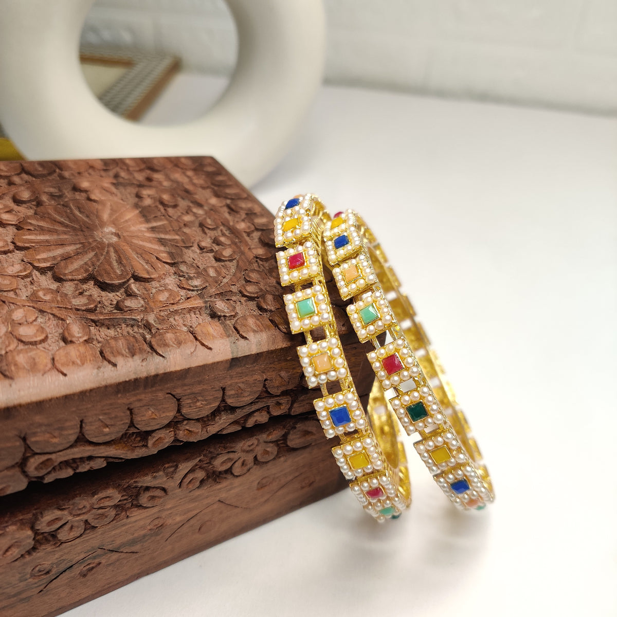 Multi Color Pearl Bangle Set