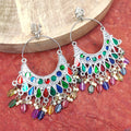 Multi Color Danglers In Silver