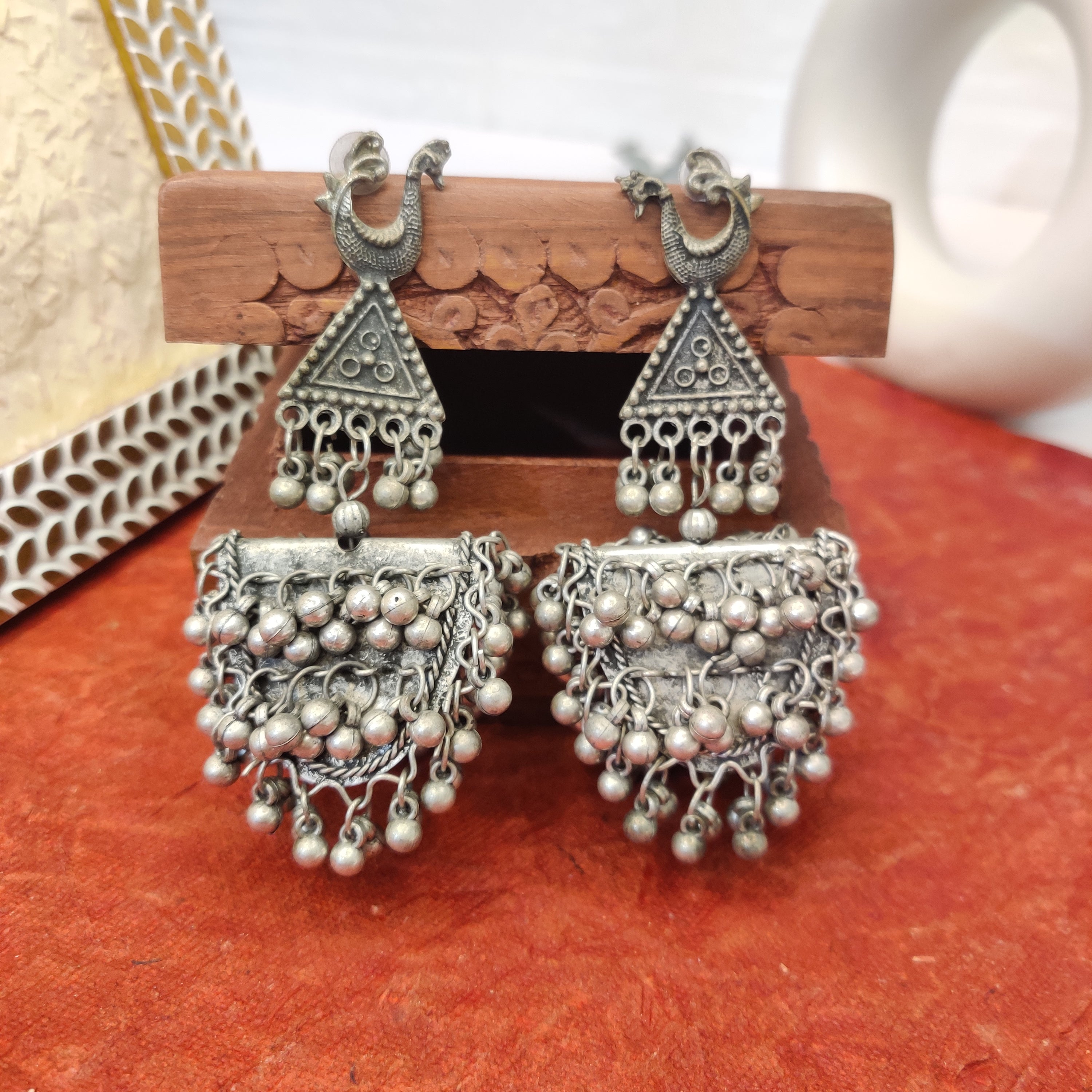 Trendy German Silver Jhumka Earrings