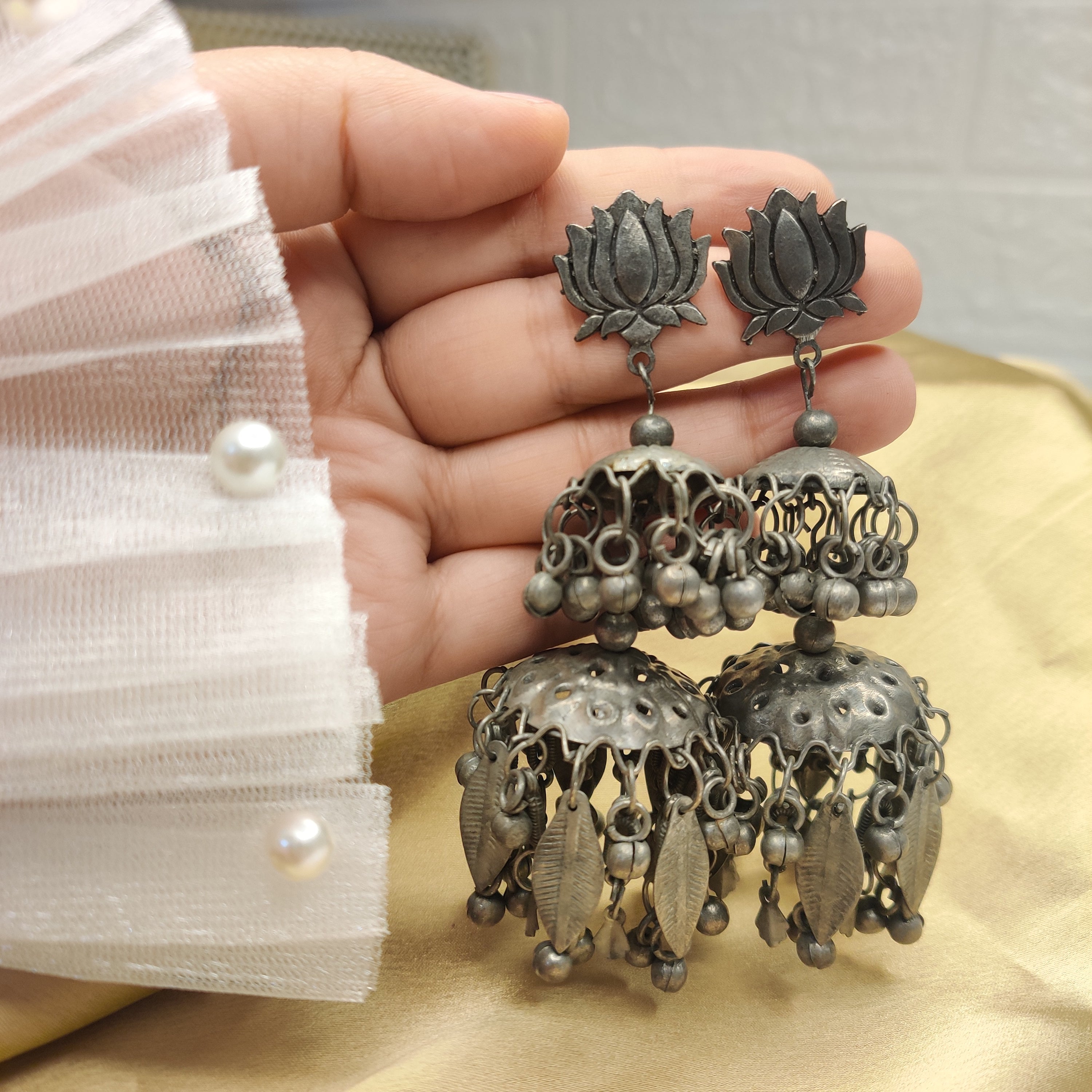 Trendy German Silver Jhumka