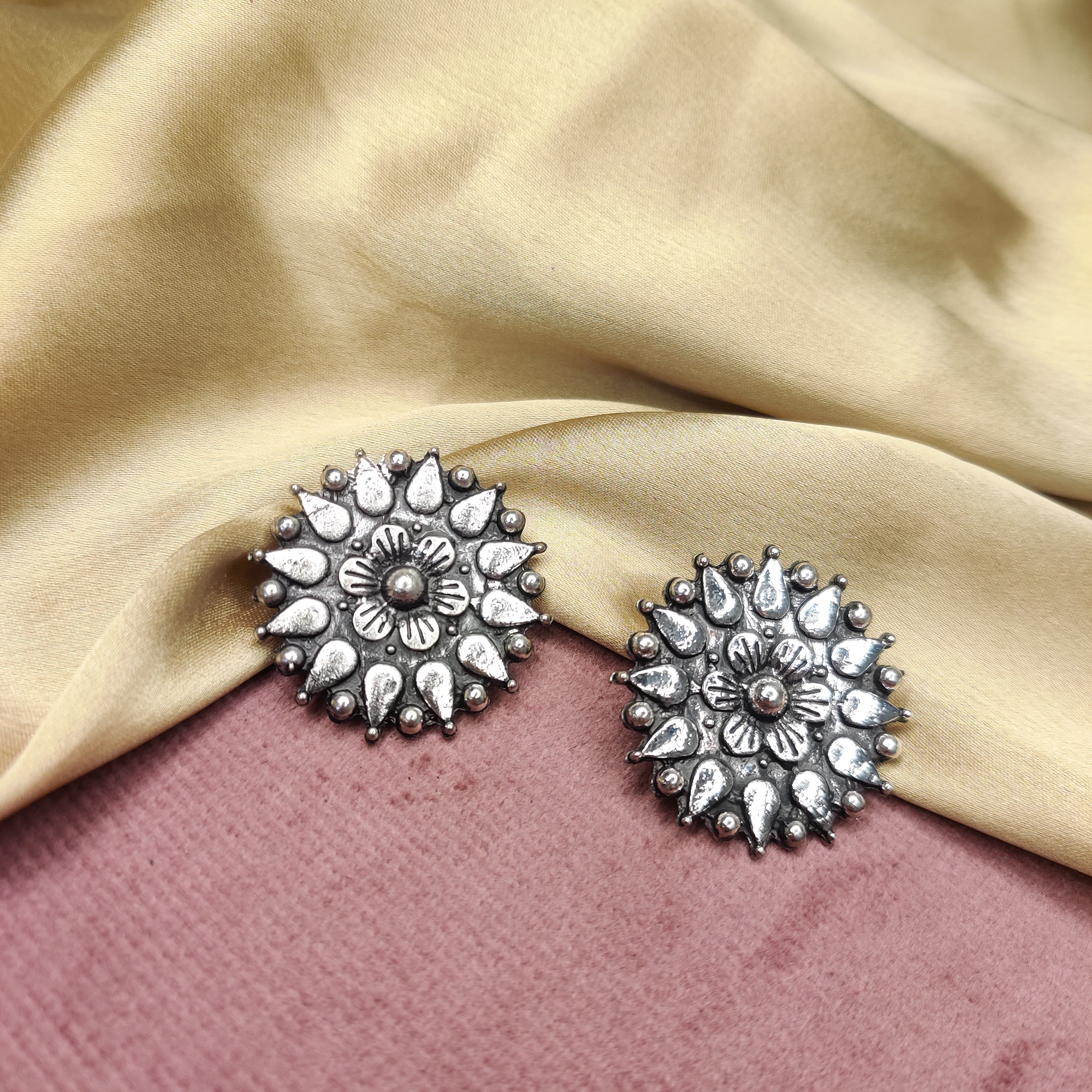 Silver Floral Studs