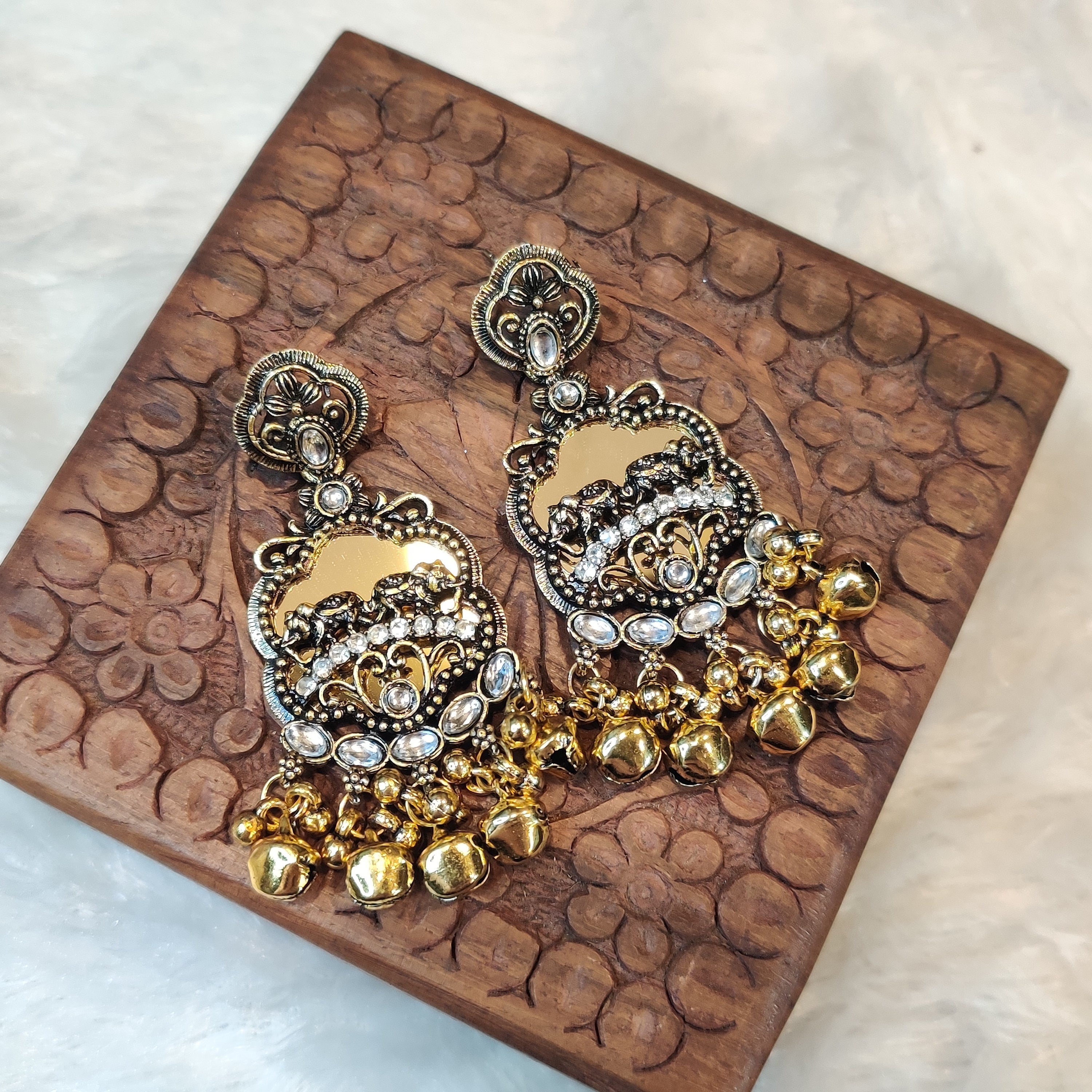 Gold Tone Mirror Danglers