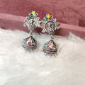 Multi-Color Stone German Silver Earrings