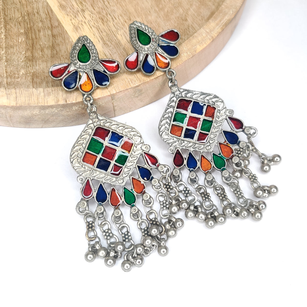 Multi Color Long Danglers For Women